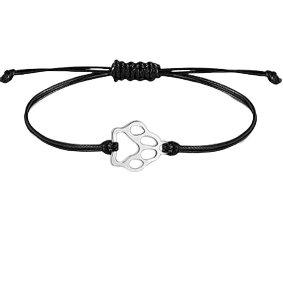 Stainless Steel Paw Print Adjustable Rope Bracelet - Picture 5 of 16